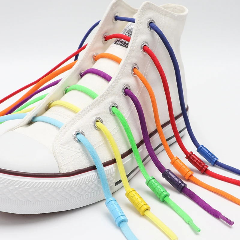 1 Pair Elastic Shoelaces Without Ties Round Shoelaces For Sneakers Colorful Capsule Lock Lazy Shoes Lace Safety Fast Accessories