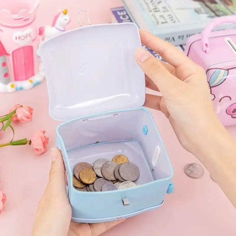 Boîte à billets pour enfants, tirelire d'animaux de dessin animé avec serrure à clé, ornements de bureau, rangement Portable de pièces de monnaie en métal