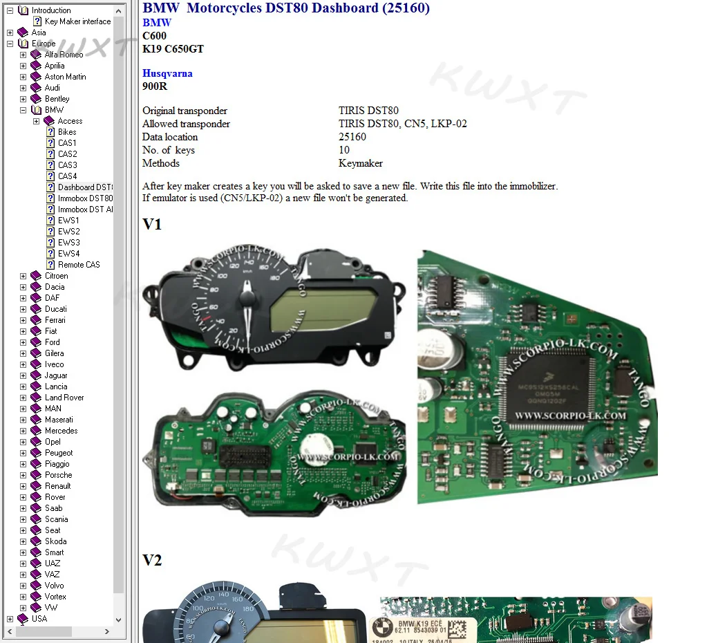 Software per le posizioni della scatola Immo per tutti i Key Lost Maker per la programmazione delle chiavi del creatore mostra la posizione dei dati