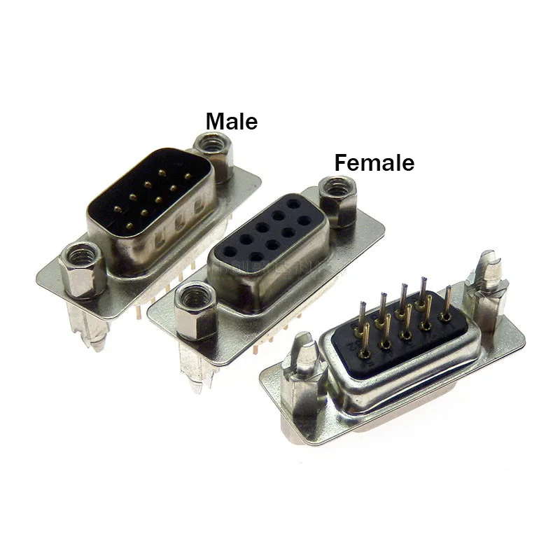 

DB9 Welding Socket Pure Copper Gold Plated Plug DP9 Soldering Plate D-sub PCB Mounting Connector Straight 180 Degree Female Male