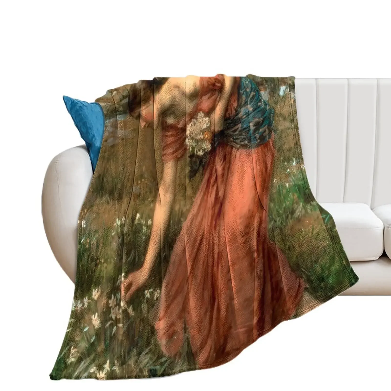 

Narcissus by John William Waterhouse Throw Blanket Hairy Vintage Decorative Sofas Loose Blankets