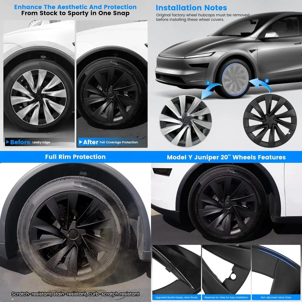 

Колпаки ступиц подходят для Tesla Model Y Juniper 2025 2026, 20-дюймовые матовые черные колпаки на колеса с центральными колпачками, чехлы на обод с перекрестными спицами, E
