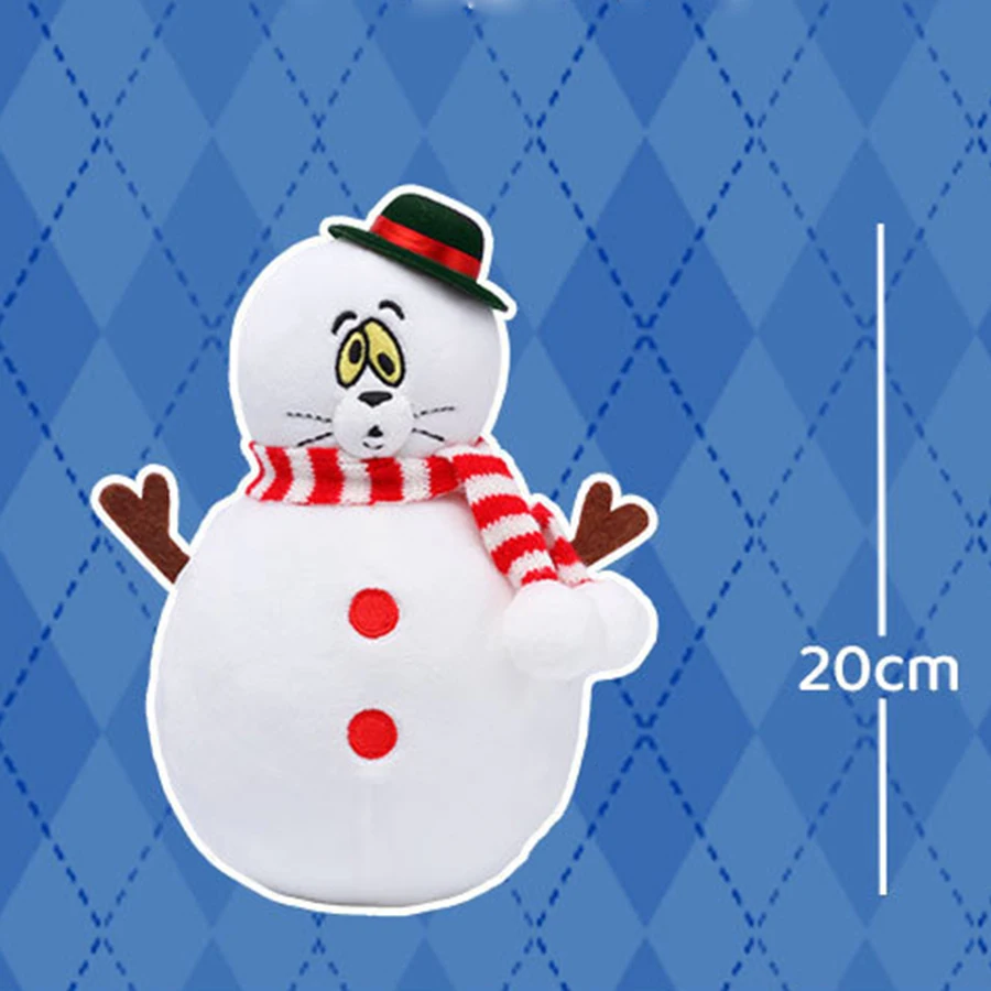 Tom en Jerry knuffel, sneeuwman Tom Cat, kerstdecoratie, schattig knuffeldier, leuk cadeau voor kinderen en fans.
