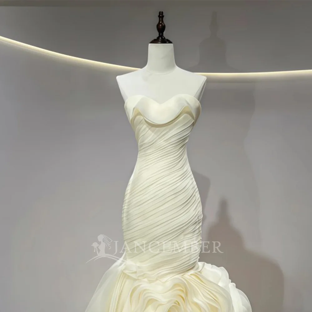 Suknie ślubne bez ramiączek, koronkowe, bez rękawów, w stylu syreny, do ziemi, z trenem, satynowe, vestidos de novia