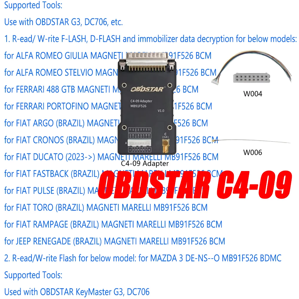 OBDSTAR C4-09(MB91F526) Adapter Kit Used with OBDSTAR KeyMaster G3/DC706 MP001 Multifunctional Programmer Tools