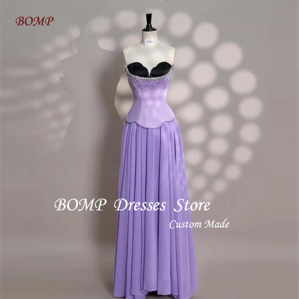 BOMP Purple Evening Dresses Elegant Shiny beads Two Pieces Sweetheart Prom Gowns Special Occasion Dress Customized Vestidos