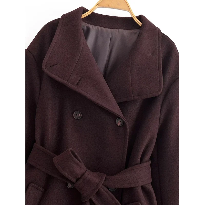 Abrigos de lana para mujer, chaquetas de invierno a la moda, cinturón delgado, abrigos largos cálidos y elegantes para mujer, chaquetas de viaje elegantes de calle 2025