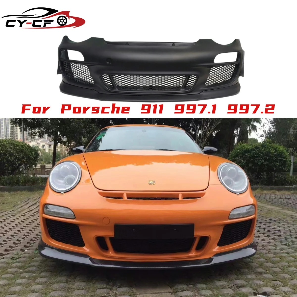 

For 2005-2012 Porsche 911 997 Fiberglass GT3 Fron Bumper Half Carbon GT3 Front bumper