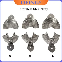 1 Set Dental Stainless Steel Impression Tray Teeth Tray Teeth Holder L M S with Holes Upper Lower Teeth Holder Dentist Tools