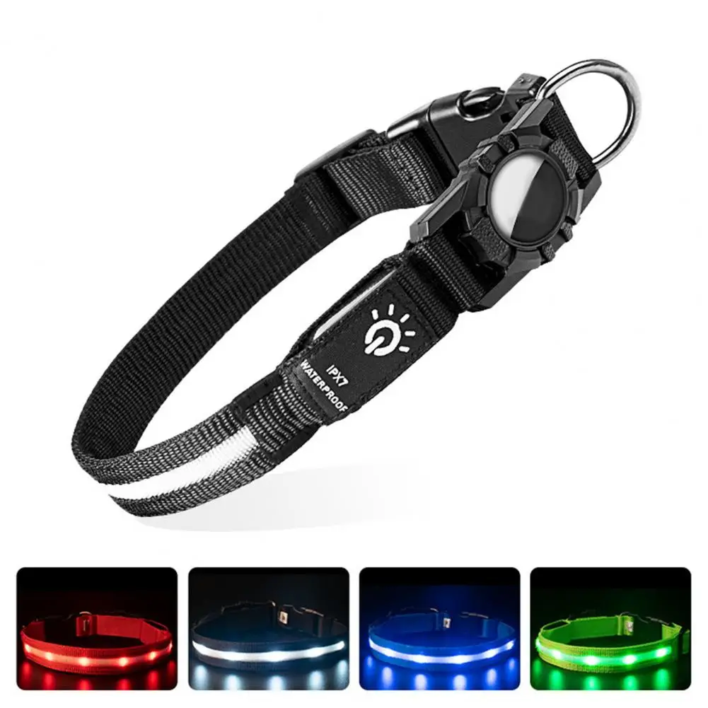 Pet Collar with Quick-release Buckle Waterproof Led Dog Collar with Usb Rechargeable Light for Night Safety for Airtag for Night