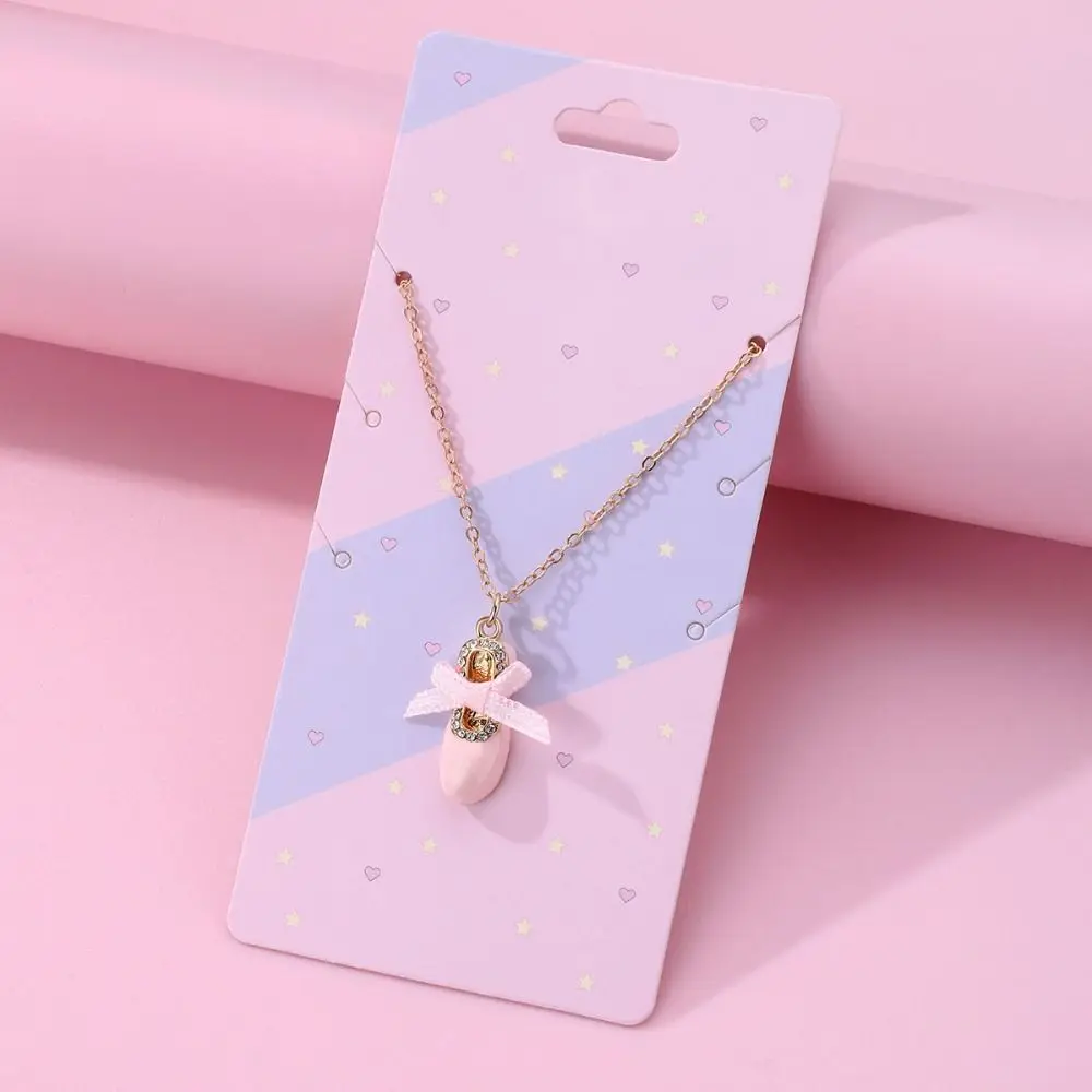Crystal Cute Ballet Shoes Pendant Necklace for Kids Girls Friendship Adjustable Necklaces Best Friend Jewelry Gifts