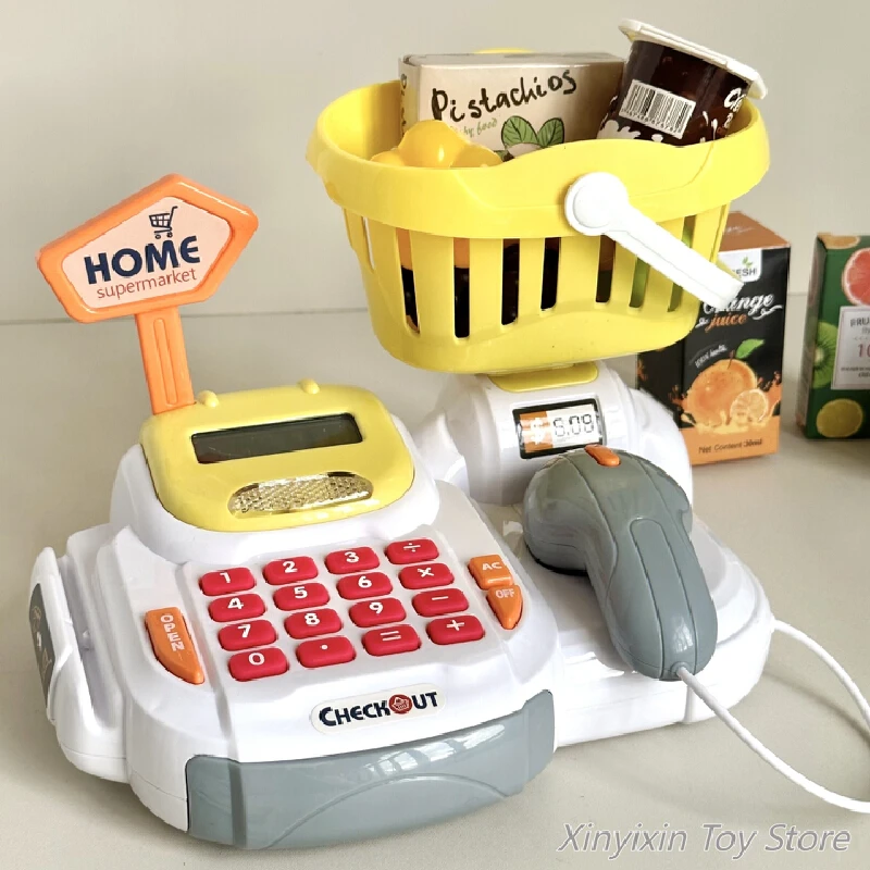 Kids Simulated Supermarket Cash Register Counter Scan Grocery Shopping Convenience Stores Cash Register Toys For Kids And Gifts