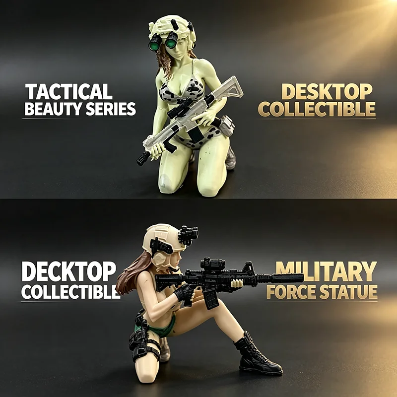 Tactical Beauty Mini Soldier Figurine Female Rifleman Desktop Collectible Military Style Statue Ornament For Military Enthusiast