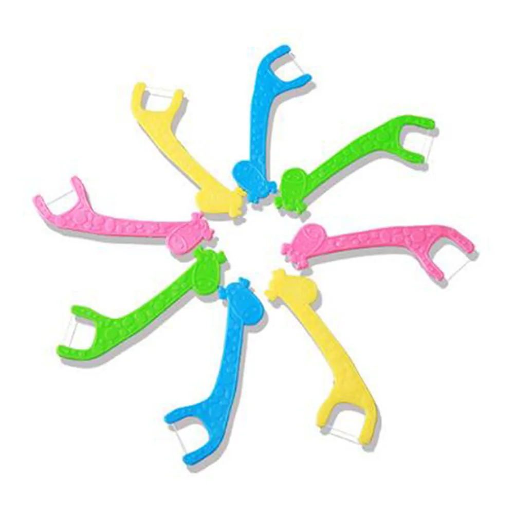 

60pcs Long Neck Giraffe Floss Picks Teeth Cleaning Tools Plaque Removal Fresh Breath Dental Care Handle Comfort Grip For