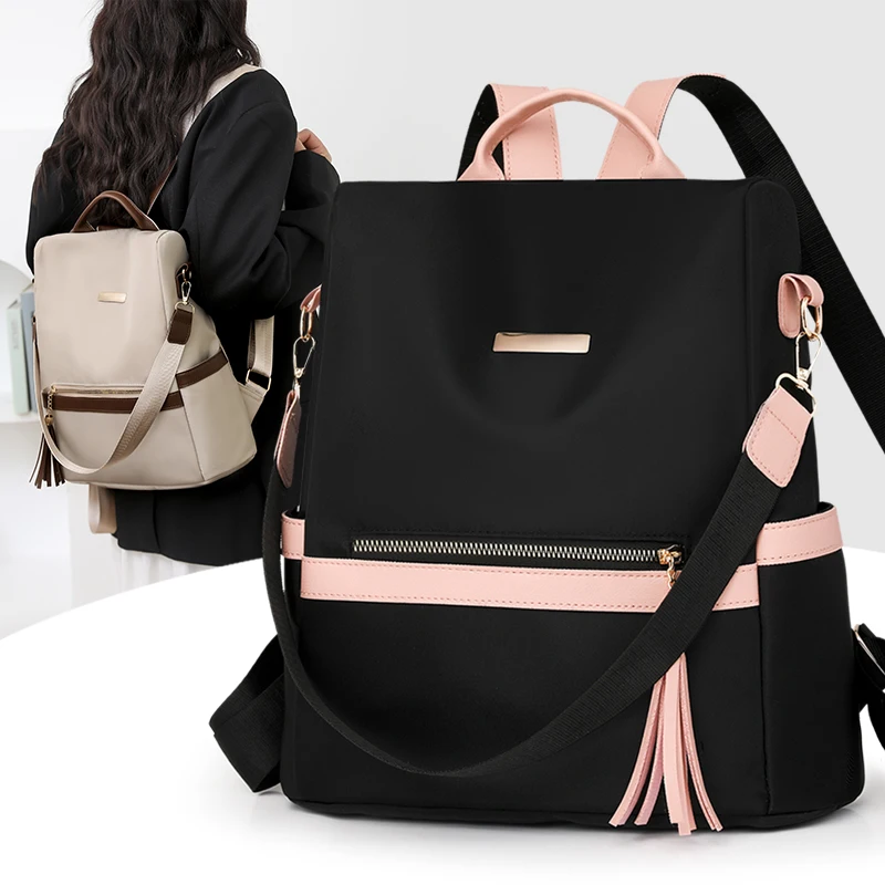 

Casual Soft Compartment Backpacks Solid Large Capacity 2025 High Quality Bags for Women Zipper Nylon Anti theft Backpacks