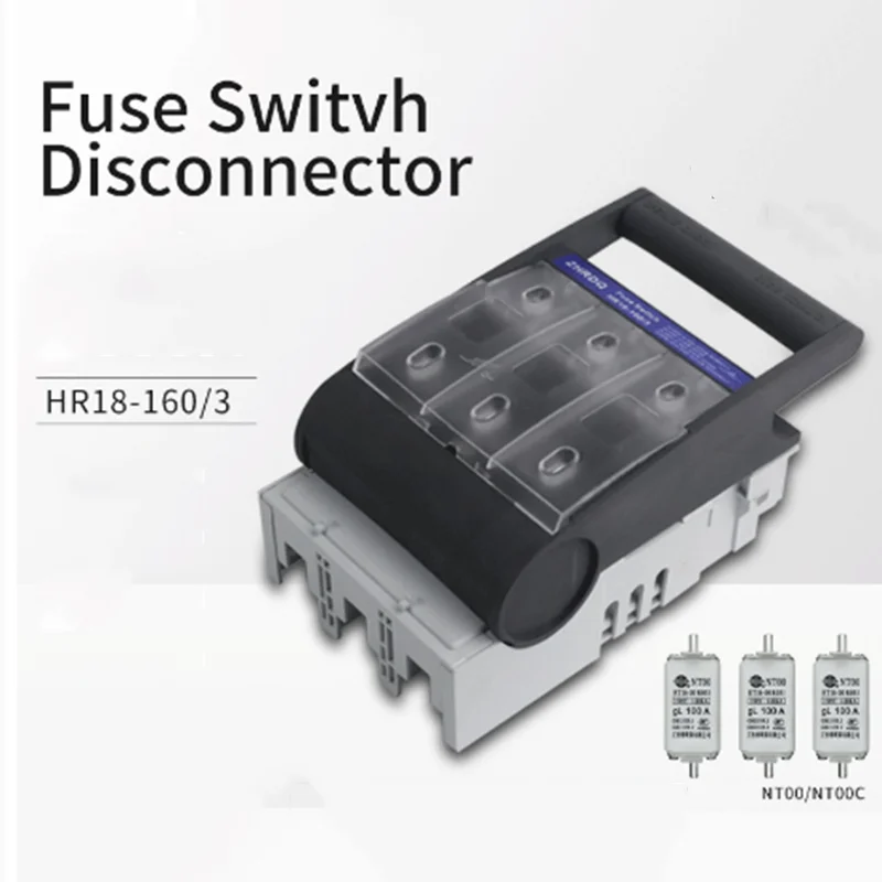 

HR18-160A 3P NH00 RT16-00/NT00 3P Three pole Fuse Isolation Switch Knife Fuse Special Protective Dust Cover CE