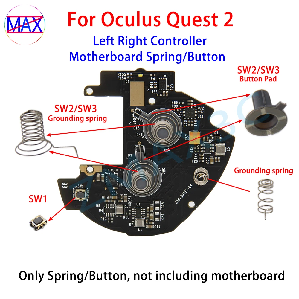 Original Motherboard Chip U1 U8 U7 Y2 For Meta Oculus Quest 2 Handle Mainboard J1 J3 J4 Cable Socket SW2 SW3 Spring Replacement