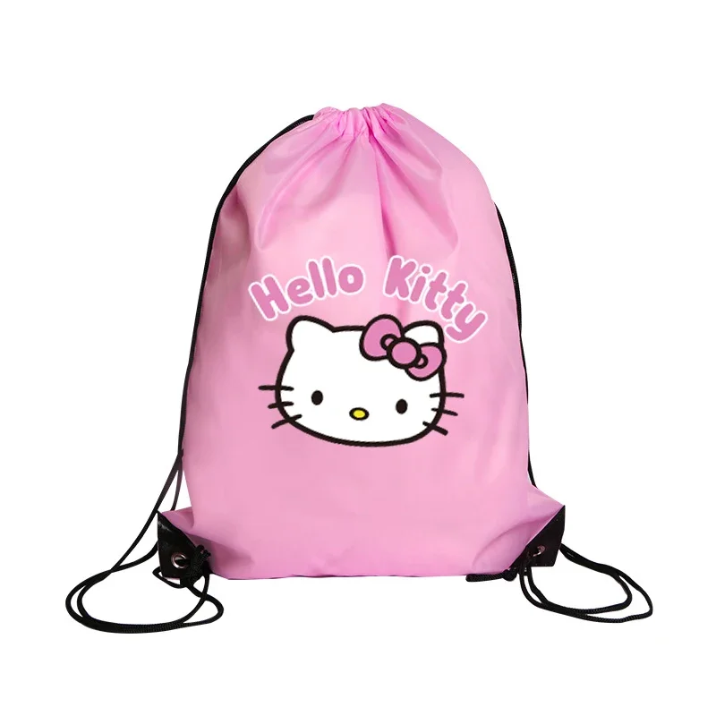 Hello Kitty torba ze sznurkiem sportowy wodoodporny plecak pakiet kieszonkowy Cartoon Anime Sanrio Terylene torby do koszykówki prezent urodzinowy