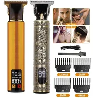 T9 Rechargeble Hair Trimmer LCD Electric Clipper Oil Shaving Head Pusher Carving Beard Shaver for Men Care