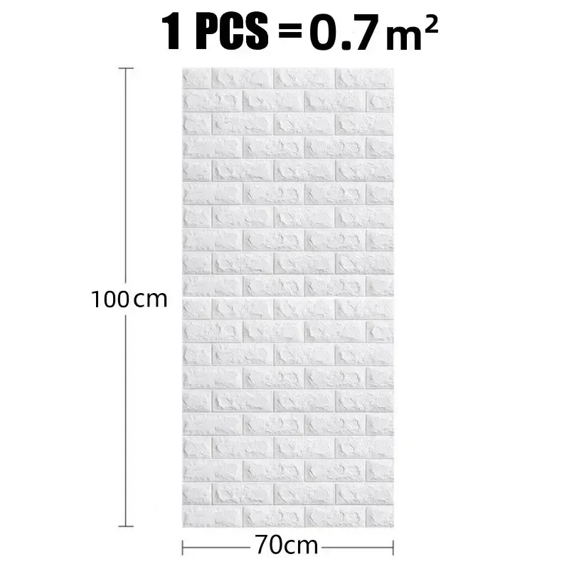 70cmx1/3/5/10M 3D Self-Adhesive Wallpaper Continuous Waterproof Brick Wall Stickers Living Room Bedroom Wall Home Decoration