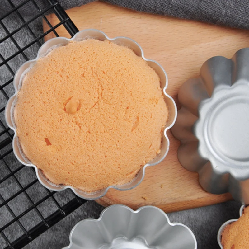 12Pcs ReusableMini Round Nonstick Tart Pan Tartlet Molds Egg Tart Tin Muffin DIY Cake Non-Stick Molds Pastry Tools