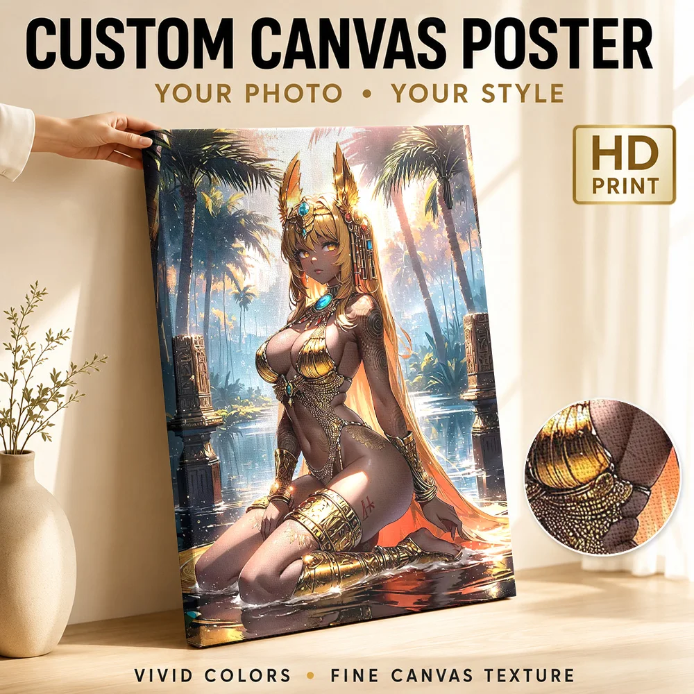 Anime Sexy Cleopatra Framed Canvas Poster Personalized Gaming Anime Wall Art for Game Room Dorm Decoration Gift for Collectors