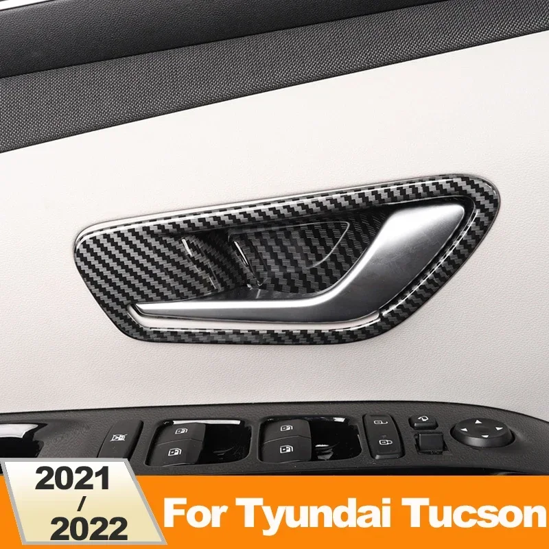

Автомобильные аксессуары для Hyundai Tucson NX4 Hybrid 2021-2023 2024, текстура ABS, внутренняя дверная ручка, чаши, рамка, накладка, наклейки