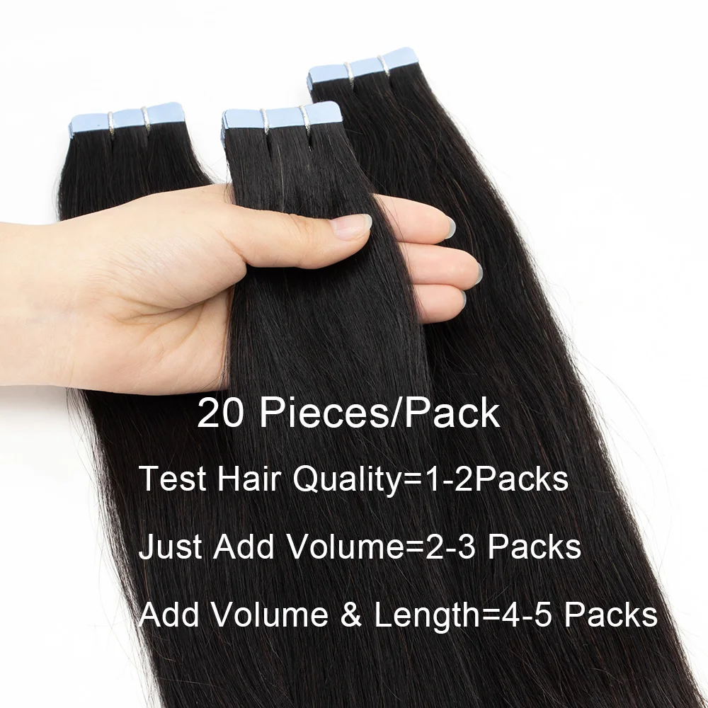 Rechte Tape In Hair Extensions Menselijk Haar Onzichtbare Huid Inslag Tape Natuurlijke Zwarte Zijdeachtige Rechte Ins Hair Extensions 20 Stks/pak