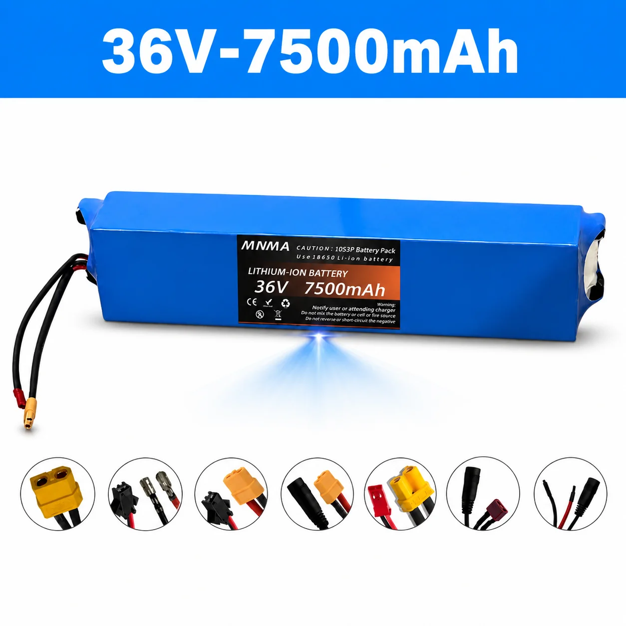 Electric bicycle battery, 36V 7.5Ah built-in BMS deep cycle battery, portable 20KM long range power supply, rechargeable battery