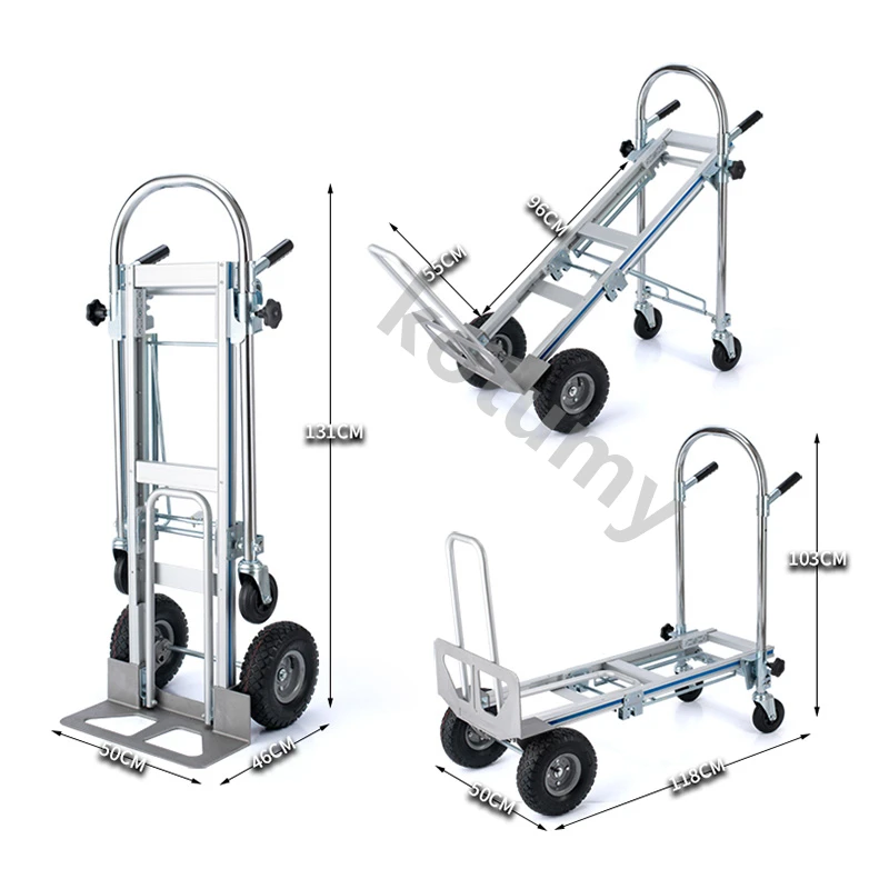 Folding Cart with Wheels Dolly Shopping Trolley Hand Truck Luggage Cart Folding Truck Camping Wagon Travel Cart