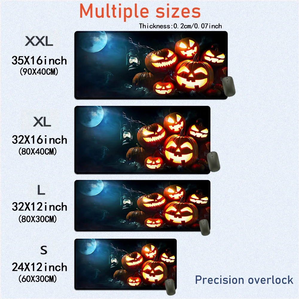 Halloween Theme Mouse Pad Art Design Large Desk Accessories Desk Pad Rubber Base with Stitched Edge Mousepad Non-Slip Deskpad