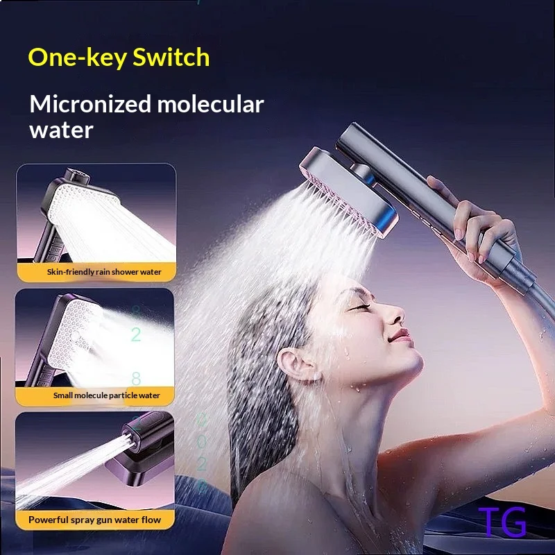 German High Pressure Shower Set, Boosting Handheld with Hose, Rain Shower