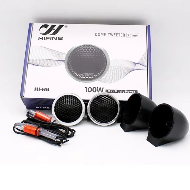 2pcs/Lot  Quality Hi-H6 100W Car Speaker Dome Tweeter Treble with Capacitor Head Loud Aluminum Speakers Music Stereo Modified
