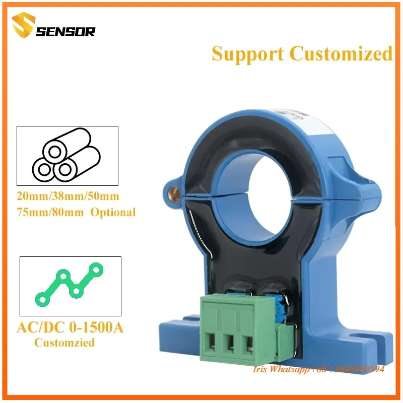 JXK-7 Hall Effect Current Sensor 4~20mA AC 50A 100A 200A 500A 1000A 1500A DC Current Transmitter Split Core Current