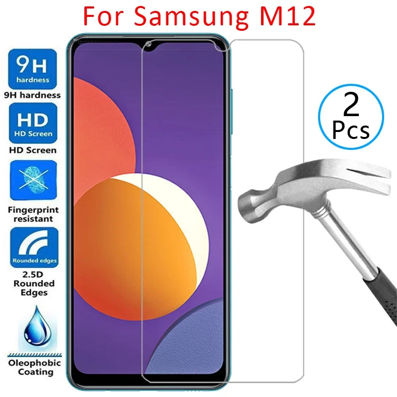 For 2pcs S Tempered Glass Case for Samsung M12 Cover on Galaxy M 12 12m N12 Phone Coque Samsun Samsum