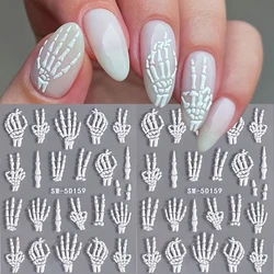 5d Relief Skelett Hand Halloween Nail Art Aufkleber Devil's Eye Slider Aufkleber DIY Maniküre Dekoration Tipps Nagel Zubehör Werkzeuge