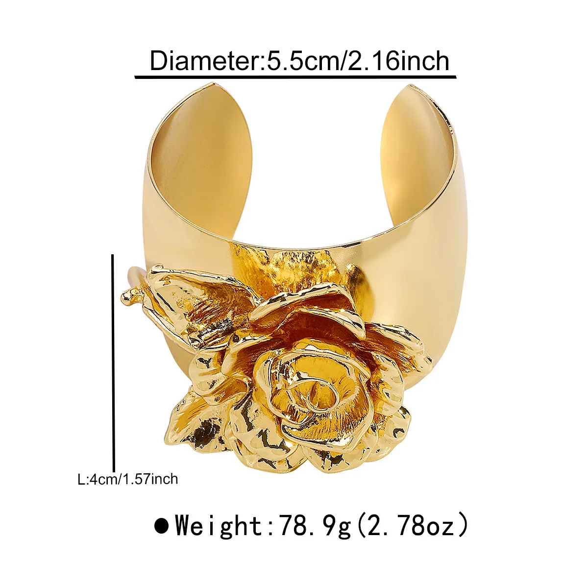 KMVEXO Exaggerated Chunky Gold Silver Color Metal Flower Open Cuff Bangles for Women Punk Goth Irregular Wide Bracelet Jewelry