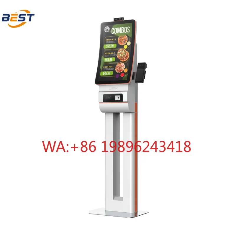 Self-Service Ordering Floor-Standing LCD POS Kiosk with Digital Menu for Hotels McDonald's Kitchen Display System