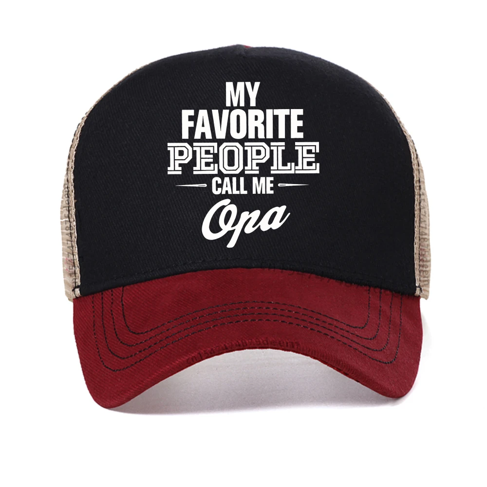 

my favorite people call me Opa baseball cap letter print Humorous Casual hat fashion unisex summer sun hats mesh Snapback caps