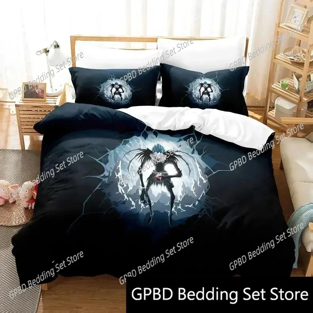 3D Print Death Anime Note Comfortable Duvet Quilt Cover Pillowcase Bedding Set Children Bedroom Decoration Home Textile