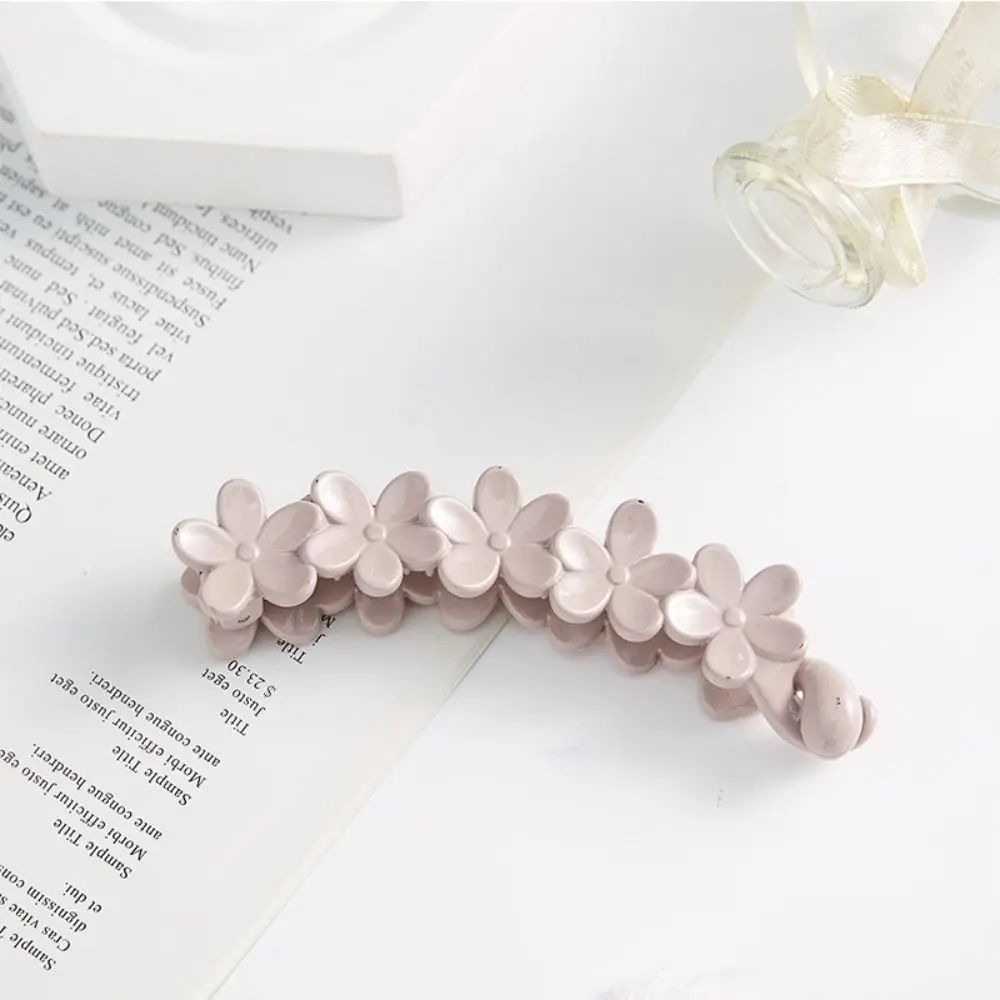 Sweet Plastic Flower Banana Clips Plum Blossom Resin Vertical Clip Hair Clip Korean Style Ponytail Holder Work