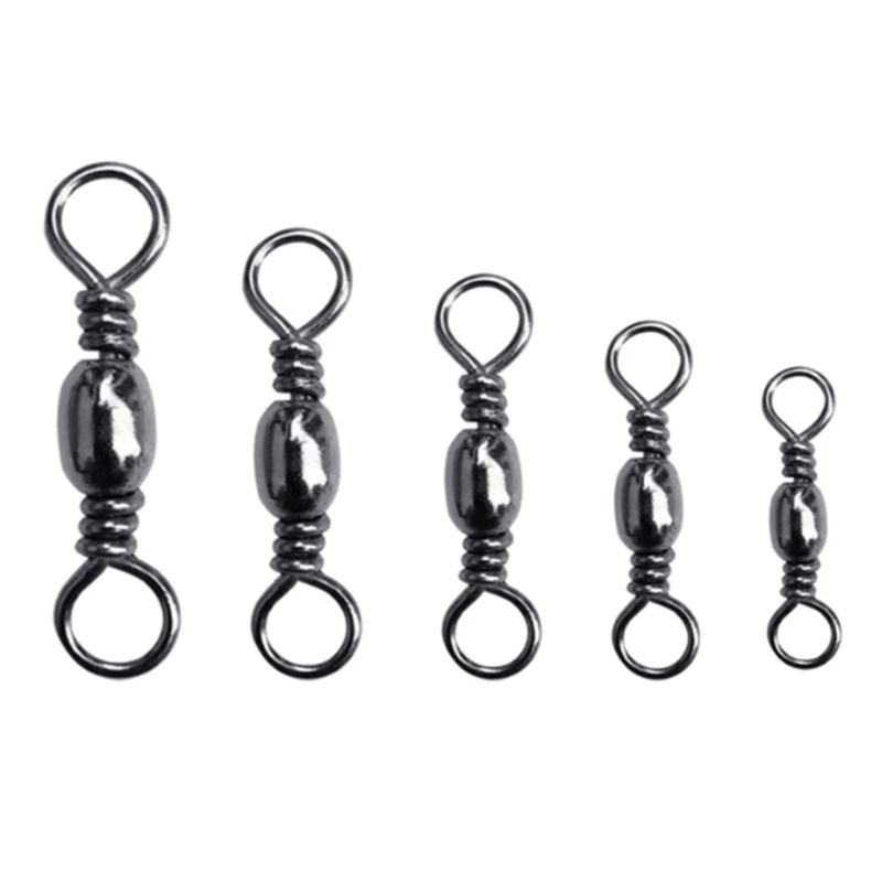 200Pcs Carbon Steel Swivels Fishing Line Connector Fishing Barrels Swivels Rolling Balls Bearing Fishing Swivels Enduring