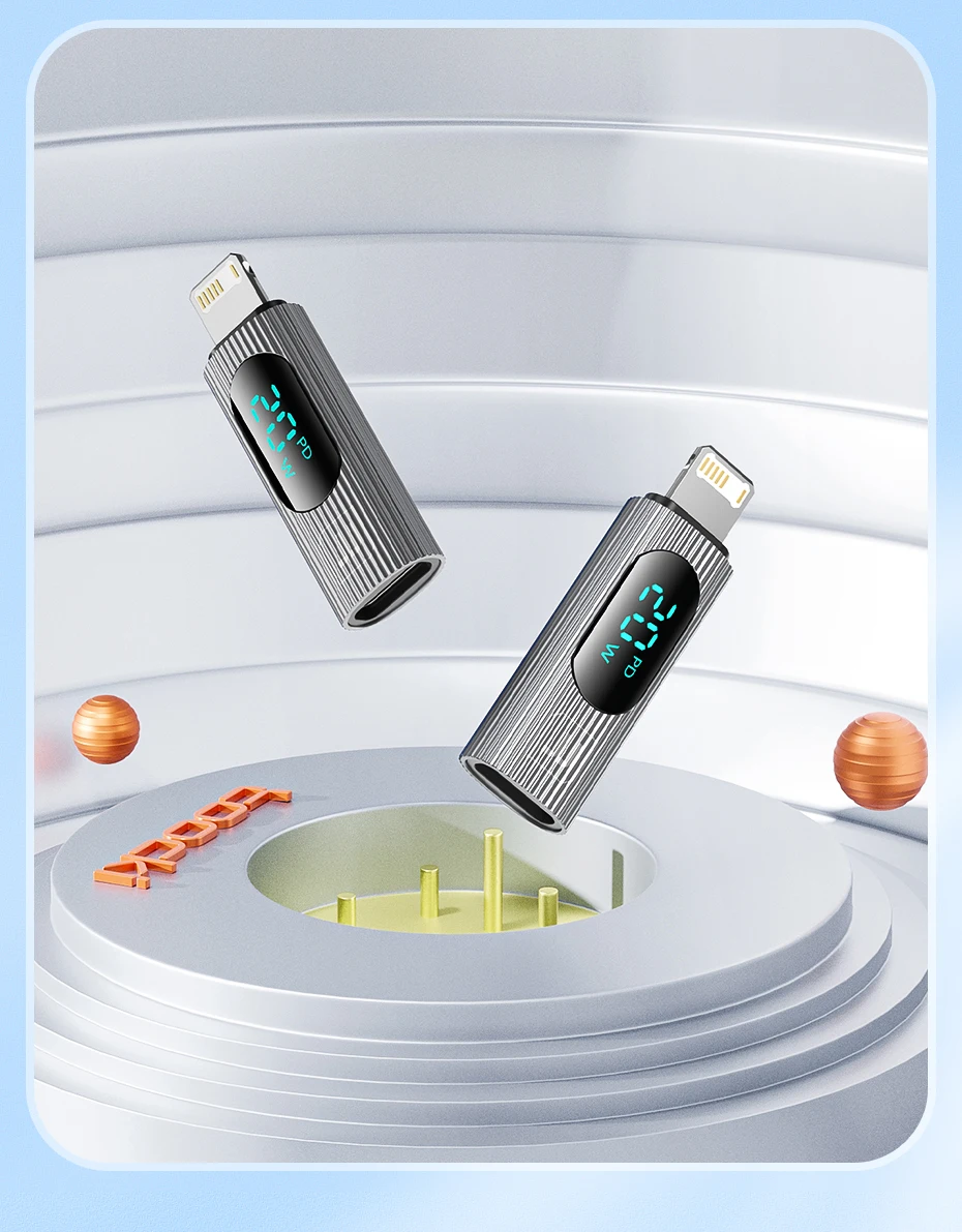 Toock 2/3/5 Pack USB C to Lightning Adapter OTG Convertor PD 20W Fast Charging LED Display for iPhone 14 13 12 11 Pro Max iPad
