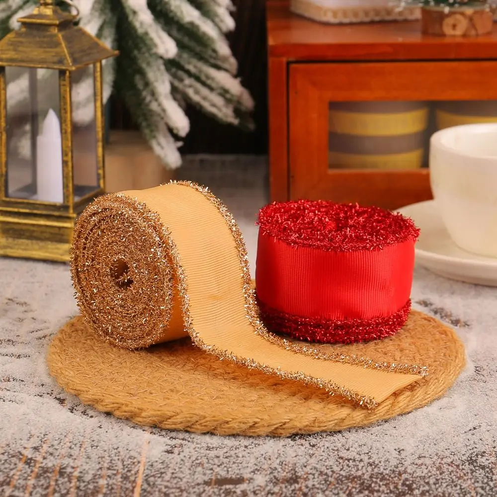 

Large Christmas Colorful Ribbons DIY Wreath Handmade Plaid Ribbons Gift Wrapping Glitter Elegant Merry Christmas Decoration