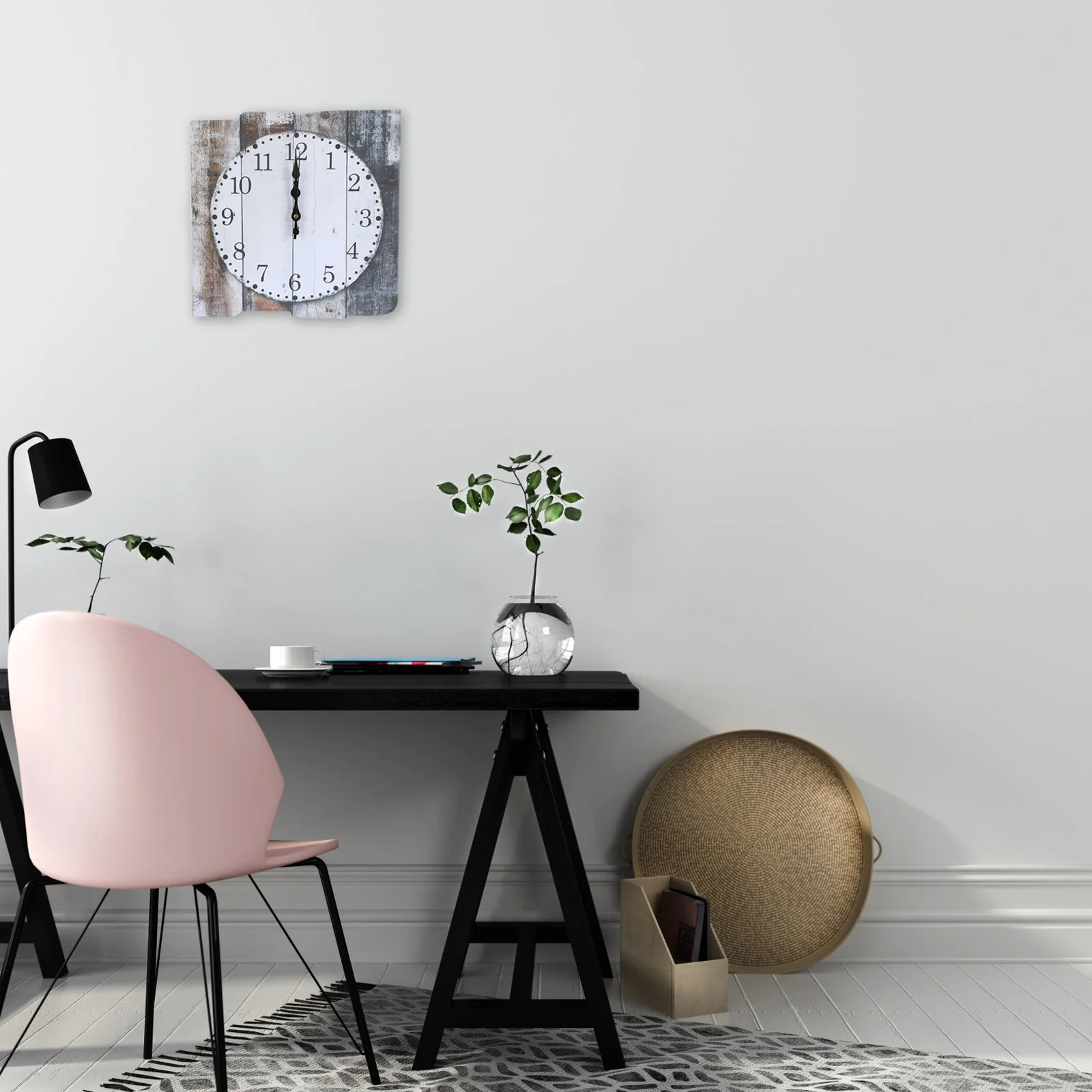 

Stylish Vintage Density Board Wall Clock Silent Home Decor Hanging Clock for Living Room Bedroom Decoration