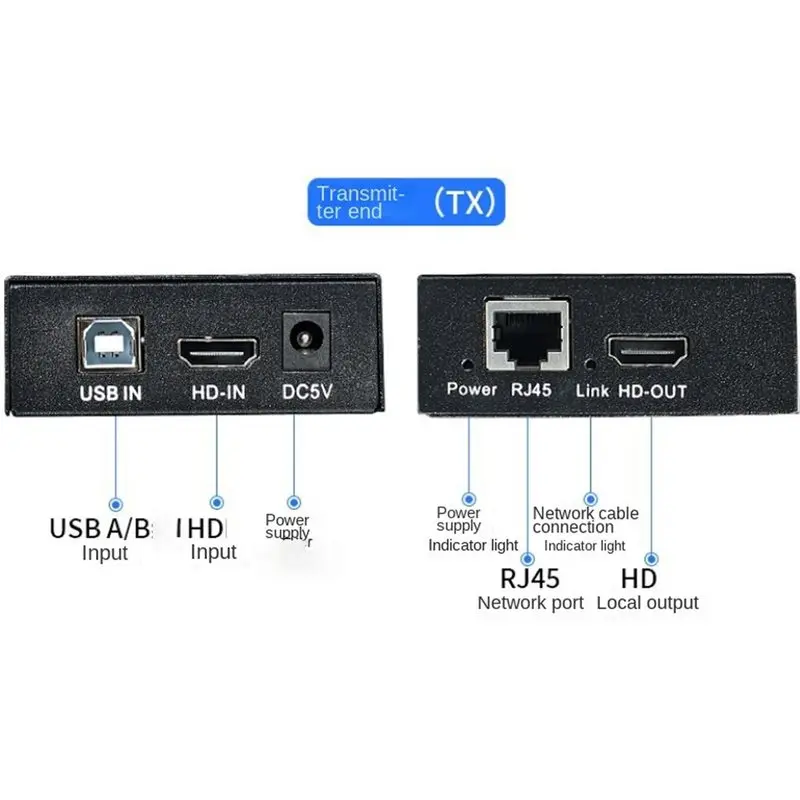 4K 120M HDMI-Compatible KVM Extender 120M Over RJ45 Ethernet Cat5e/6 HDMI-Compatible USB Extender EU PLUG