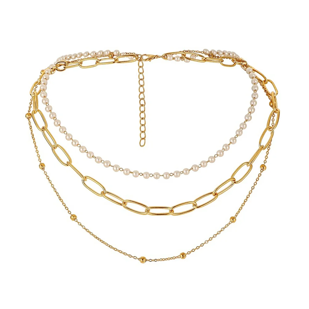

1Pcs Multi-Layer Pearl Pendant Necklace Alloy Clavicle Jewelry Accessory Gift for Women Birthday Wedding