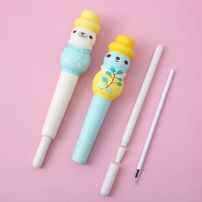 16PCS Online Celebrity Decompression Pen Cute Cute Cartoon Snowman Decompression Girl Heart Creative Student Gel Pen Gel Pens