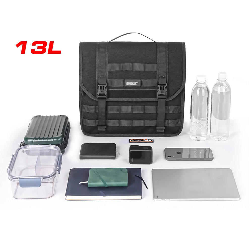 

Motorcycle Saddle Bag Quick Release Luggage Bag Large Capacity Storage Organizer 13L with Support Panel Removable Waterproof