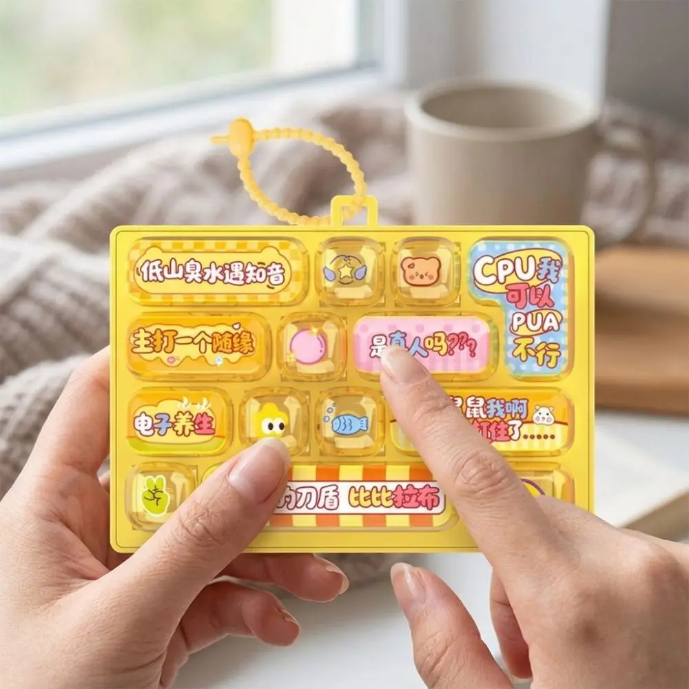 Plastic 14 Key Fidget Keyboard Charm Cartoon Clear Key Sounds Mechanical Keyboard Fidget Animals Press-Type